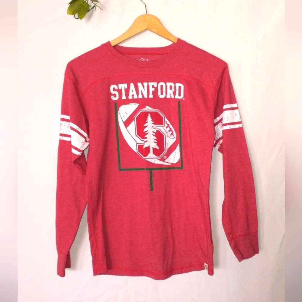 Stanford Connecticut Football Red Long Sleeve Shirt Size Large